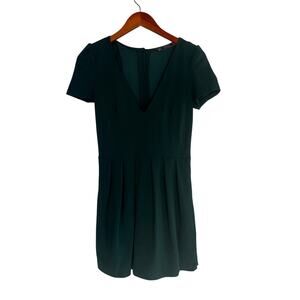 Zara Short Sleeve V Neck Shorts Romper Lined Button Zip Back XS Green #3183